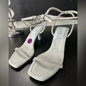 🆕Aldo Denim/Rhinestones Kitten Heels